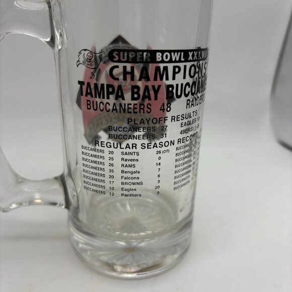 VTG NFL Tampa Bay Buccaneers Super Bowl XXXVII Champions Collectible Glass Mug - Picture 7 of 13